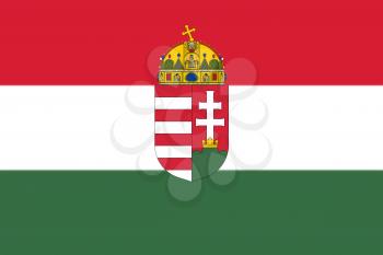 Hungarian National Flag With Coat Of Arms 3D illustration 