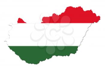 Hungarian National Flag And Map Isolated on White Background 3D illustration