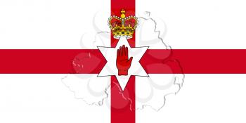 Northern Ireland Ulster Banner. Flag With Map On It 3D illustration
