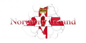 Northern Ireland Ulster Banner. Map With Flag And Country Name On It 3D illustration