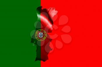 Portugal National Flag With Map Of Portugal On It 3D illustration