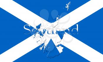 Flag Of Scotland With Country Map And Name On It 3D illustration