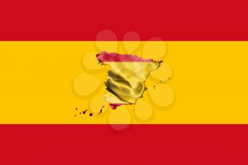 Spanish National Flag With Map Of Spain On It 3D illustration