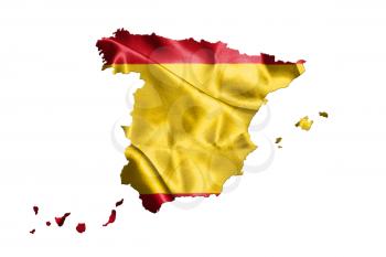 Map Of Spain With Spanish Flag On It Isolated On White Background 3D illustration