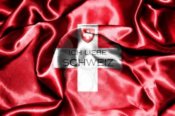Switzerland National Flag With Text Meaning I Love Switzerland