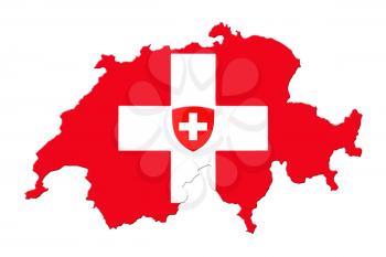 Map Of Switzerland And Flag On White Background