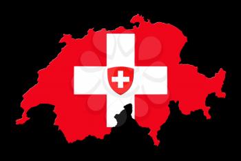 Map Of Switzerland And Flag On Black Background