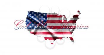 United States of America Map With American Flag Isolated On White Background 3D illustration