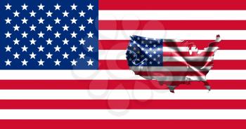 United States of America Flag With Map of Country 3D illustration