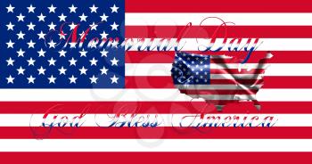United States of America Memorial Day.Flag With Map of America and Text 3D illustration