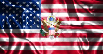United States of America Flag With Eagle Coat Of Arms 3D illustration