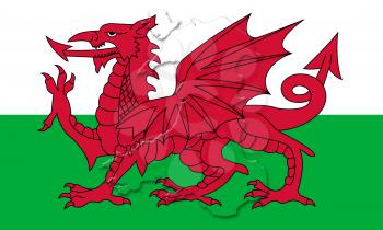 Wales National Flag With Map Of Country On It 3D illustration
