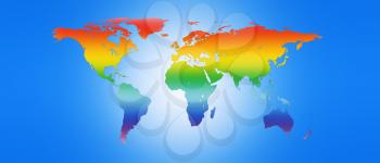 World Map in Peace Colors 3D illustration