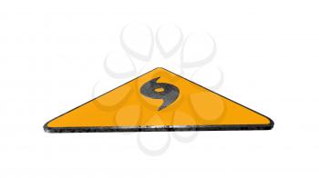 Hurricane Warning Road Sign Isolated On White Background 3D Rendering