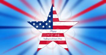 Happy 4th of July.  Independence Day, Star With United States of America Flag White Abstract Background  illustration
