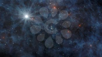 Universe with stars and galaxies in outer space showing the beauty of space exploration 3D Rendering