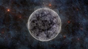 The Moon, Stars, Stardust and Planets In Space 3D Rendering