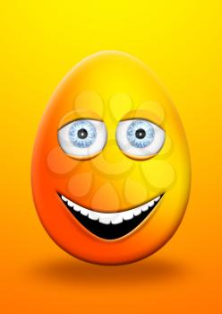 Easter Egg With Eyes and Mouth Feeling Happy and Cheerfull 3D Illustration