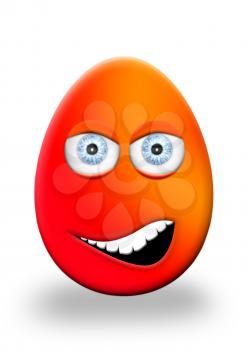 Easter Egg With Eyes and Mouth Face Expression 3D Illustration