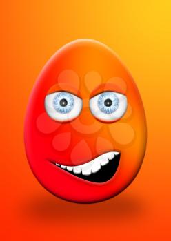 Easter Egg With Eyes and Mouth Face Expression 3D Illustration