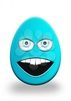 Easter Egg With Eyes and Mouth Feeling Angry 3D Illustration