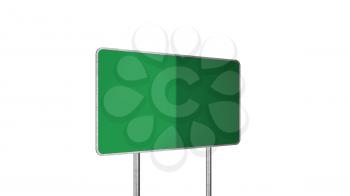 Road Sign in Green Color Isolated On White Background
