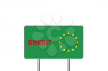 Brexit Concept. Road Sign Depicting United Kingdom Departing European Uniun