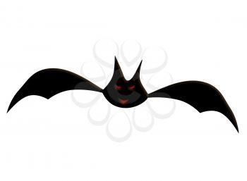 Bat Black Silhouette Isolated on White Background