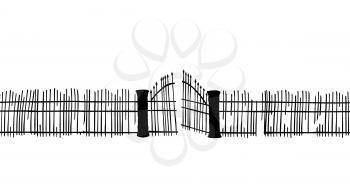 Cemetery Gates Black Silhouette Isolated On White Background