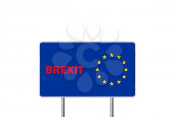Brexit Concept. Road Sign Depicting United Kingdom Departing European Uniun