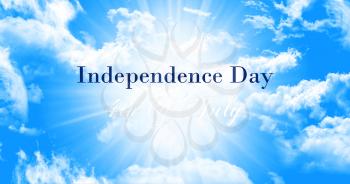 Independence Day, 4th of July Sign Against Blue Sky Background