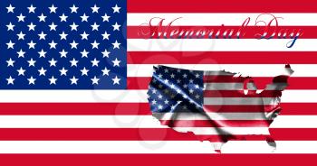 United States of America Memorial Day.Flag With Map of America and Text 3D illustration