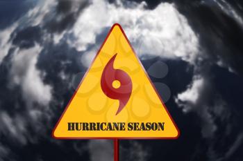 Hurricane Danger Sign and Storm In The Background 3D Rendering