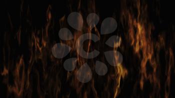 Burning Fire and Flames On Black Background 3D Rendering