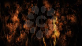 Smoke and Fire On Black Background 3D Rendering
