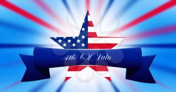 Happy 4th of July.  Independence Day, Star With United States of America Flag on Abstract Background  illustration