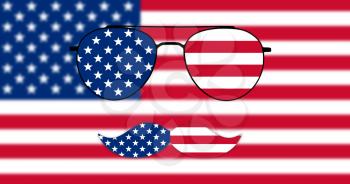 Glasses and Mustache Design of the American Flag on USA flag backround Illustration