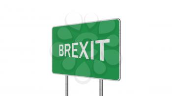 Brexit Concept. Road Sign Depicting Great Britain Departing European Uniun