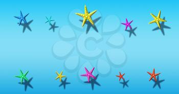 Summer Holiday Background. Swimming Pool With Starfish Floating On a Blue Water Surface