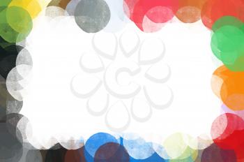 Colorful grunge circles border pattern. Abstract frame illustration.