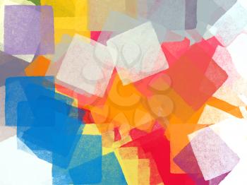 Abstract colorful squares impressionist illustration. Brush paint background pattern.