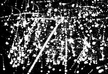 Abstract paint splash illustration. Messy white ink drips on black background.