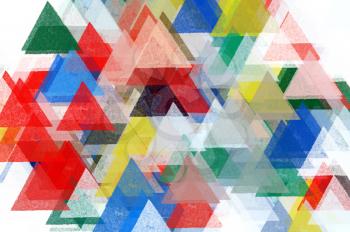 Triangles pattern illustration. Brush paint impressionist abstract background.