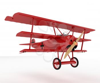 A triplane toy it is a vintage historical fixed-wing aircraft equipped with three vertical stacked wings vector color drawing or illustration 