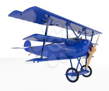 A toy airplane blue in color with two wheels is looking very attractive and playful vector color drawing or illustration 