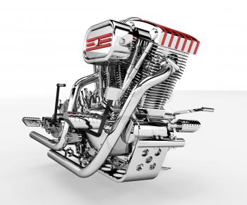 V2 engines are widely associated with motorcycles and very powerful engine vector color drawing or illustration 