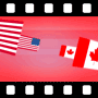 American and Canadian flags spinning
