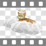 Cat angel relaxing on cloud