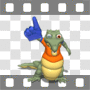 Bipedal alligator mascot cheering