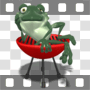 Freddy frog sitting on grill